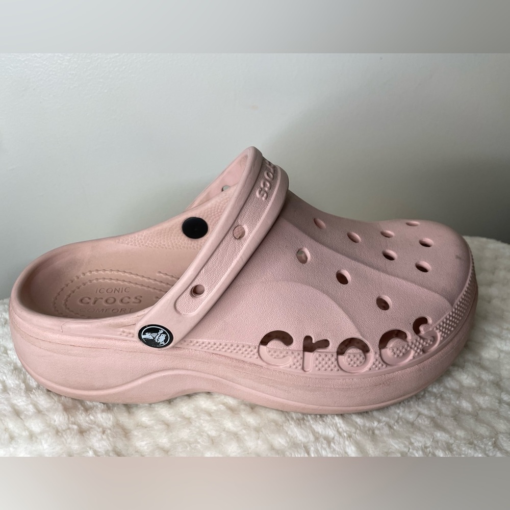 CROCS Baya Platform Clog Sandals in Light Pink size 9 - Picture 7 of 8